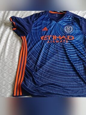 New York City FC Adidas Soccer Jersey Offical Climacool Size Large VGC MLS